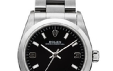 ROLEX, LADIES' OYSTER PERPETUAL WITH "EXPLORER" STYLE DIAL, REF. 77080