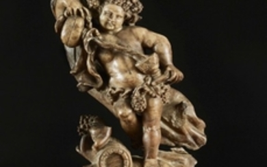 Sicile, ateliers de Trapani, XVIIe siècle Bacchus Statuette en albâtre