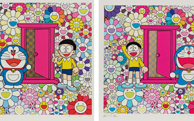 Takashi Murakami, Two Works: (i) Anywhere Door (Dokodemo Door) in the Field of Flowers (ii) We Came to the Field of Flowers through Anywhere Door