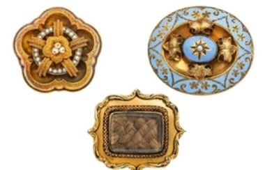 Three 19th century memorial brooches