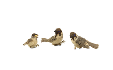 THREE MINIATURE MODELS OF BIRDS. Early 20th Century....