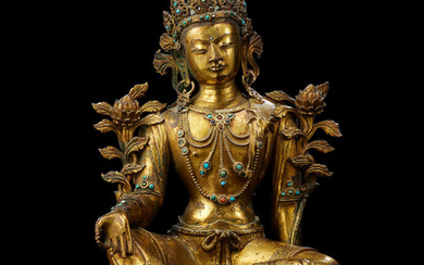 A very fine gilt-bronze figure of Khasarpana Lokeshvara