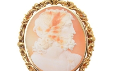 A Victorian shell cameo of Zeus