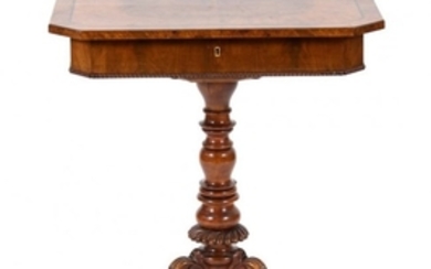 A German Marquetry Walnut Tripod Table