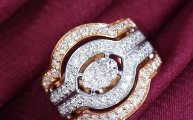 18 K Yellow Gold IGI Certified Designer Diamond Ring