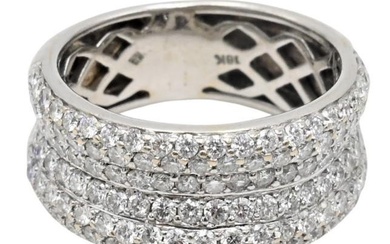 18 Karat White Gold Five Band Pave Set Diamond Ring