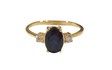 18 kt. Gold - Ring - 1.45 ct Sapphire - Diamonds