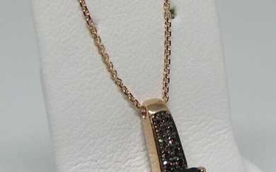 18 kt. Pink gold - Necklace with pendant - 1.02 ct Smoky Quartz - Brown Diamonds