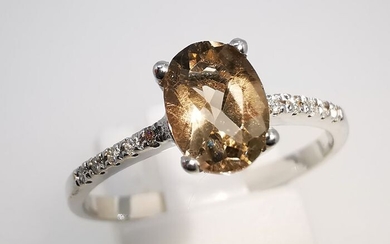 18 kt. White gold - Ring - 0.62 ct Tourmaline - Diamonds