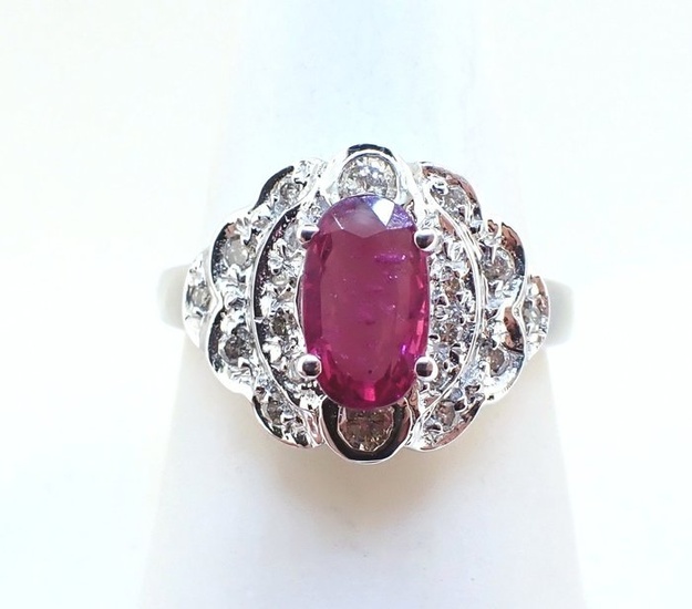 18 kt. White gold - Ring - 1.10 ct Ruby