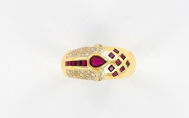 18K Gold Ruby and Diamond Ring