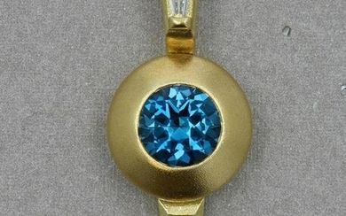 18K YG Modern Gemstone and Diamond Pendant