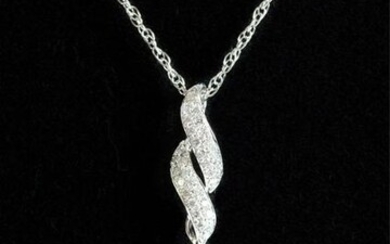 18K YG WG Diamond Pendant on 14K Necklace