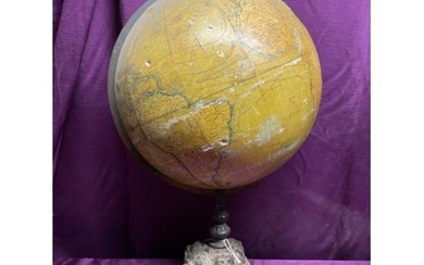18TH / EARLY 19TH CENTURY GLOBE ON ORNATE CAST IRON STAND, G...