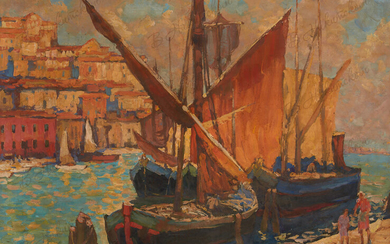 Неизвестный художник Причал в Венеции. 1931 г. Картон, темпера, 39,5×53,5 см.