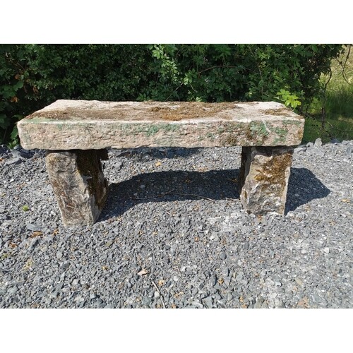 19th C. sandstone bench. {44 cm H x 105 cm W x 34 cm D}.