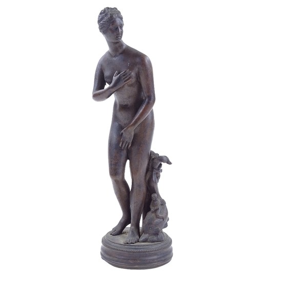 19th century patinated bronze standing Classical nude sculpt...