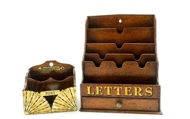2 Antique Oak Letter and Mail Boxes