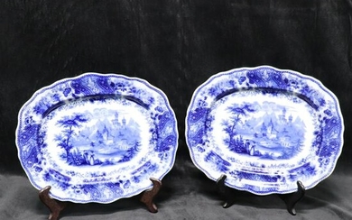 2 Blue & White Platters - Burgess & Leigh