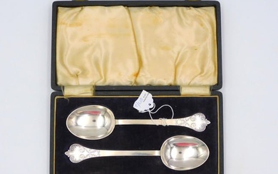 (2) Britannia Silver Serving Spoons. 1900. A box