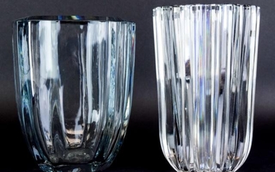 2 Crystal Art Glass Vases
