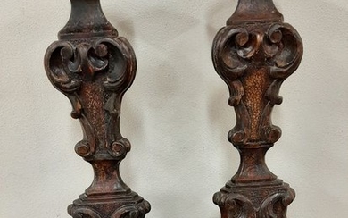 2 candlesticks - Wood - Early 20th century