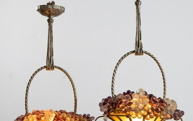 2 hanging lamps with grapes