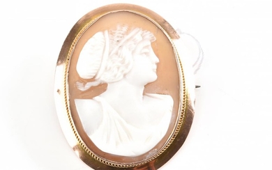 AN ANTIQUE SHELL CAMEO IN 9CT GOLD