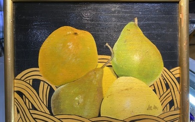 20th century fruit still life painting on board, Enid Munroe