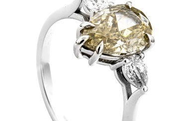 2.41 tcw SI1 Diamond Ring - 14 kt. White gold - Ring - 2.06 ct Diamond - 0.35 ct Diamonds
