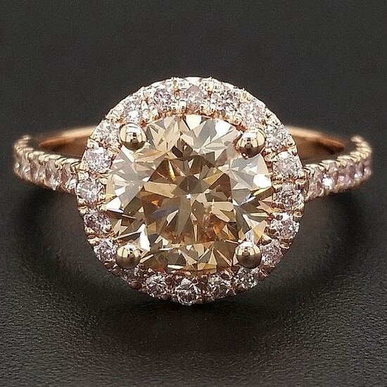 2.56ct Natural Fancy Orangy Brown and Fancy Pink, Diamonds - 14 kt. Pink gold - Ring - ***No Reserve Price***