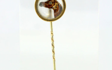 Victorian - 15 kt. Yellow gold - Brooch Horse Essex crystal