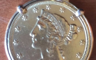 21,6 kt. Gold - Pendant, coin 5 $ USA 1885