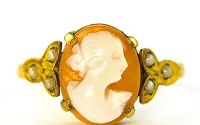 Authentic Antique Camay- 18 kt. Yellow gold - Ring - Pearl