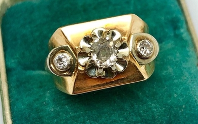 18 kt. Platinum, Yellow gold - Ring, Tank - 0.50 ct diamonds