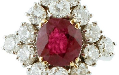 3.06ct Ruby, 3.31ct Diamonds, 18k White Gold Ring