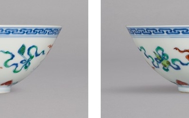 A FINE PAIR OF DOUCAI 'ANBAXIAN' BOWLS MARKS AND PERIOD OF YONGZHENG