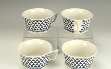 4 ADAMS ENGLISH IRONSTONE BLUE CLOVER TEA CUPS