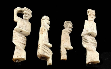 4 Miniature Roman Bone Figures - 2 Standing & 2 Seated