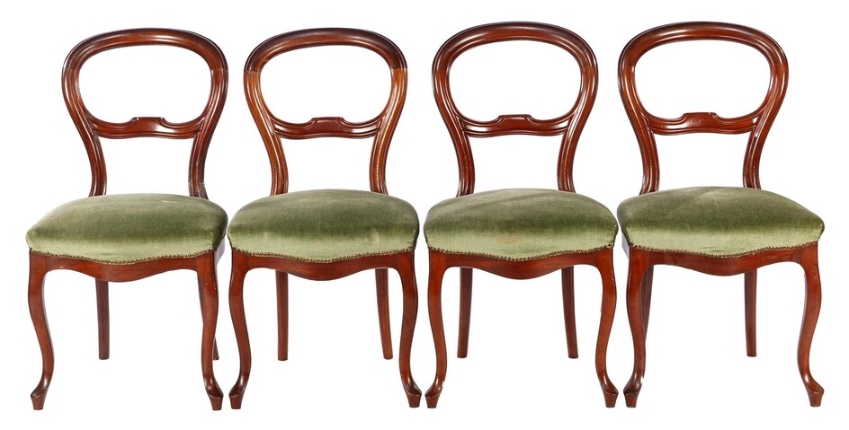 (-), 4 mahogany dining room chairs with balloon...