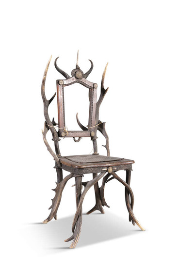 A 19TH CENTURY AUSTRIAN SIDE CHAIR, constructed from...