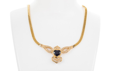 4.36ct Blue Sapphire & Diamond Necklace
