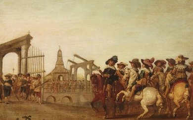 Jacob Gerritsz Cuyp, circle of - Riders by the Haarlemmerpoort in Amsterdam