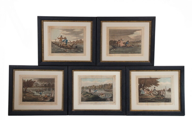(5) FRAMED EARLY 19TH C. FISHING ENGRAVINGS