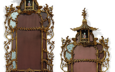 A PAIR OF GEORGE II STYLE GILTWOOD MIRRORS, 20TH CENTURY