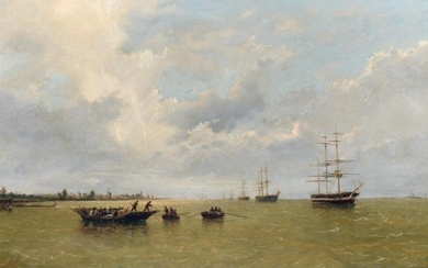 Louis de Burbure (1837-1872) Belgian Masted ships and other vessels...