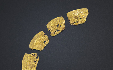 A SET OF FOUR ORNAMENTAL GOLD FRAGMENTS, EASTERN HAN-SIX DYNASTIES PERIOD, 3RD-4TH CENTURY AD