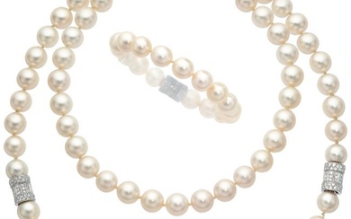 55117: Cultured Pearl, Diamond, Platinum Convertible Je