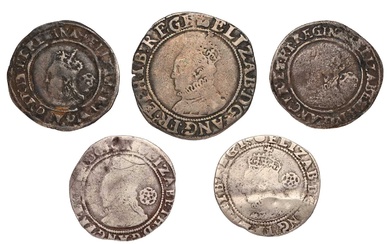 5x Elizabeth I Coins, to include: shilling, sixth issue, 5.63g,...