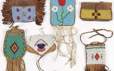 6 PLAINS STYLE BEADED BAGS